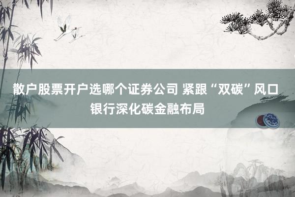 散户股票开户选哪个证券公司 紧跟“双碳”风口 银行深化碳金融布局